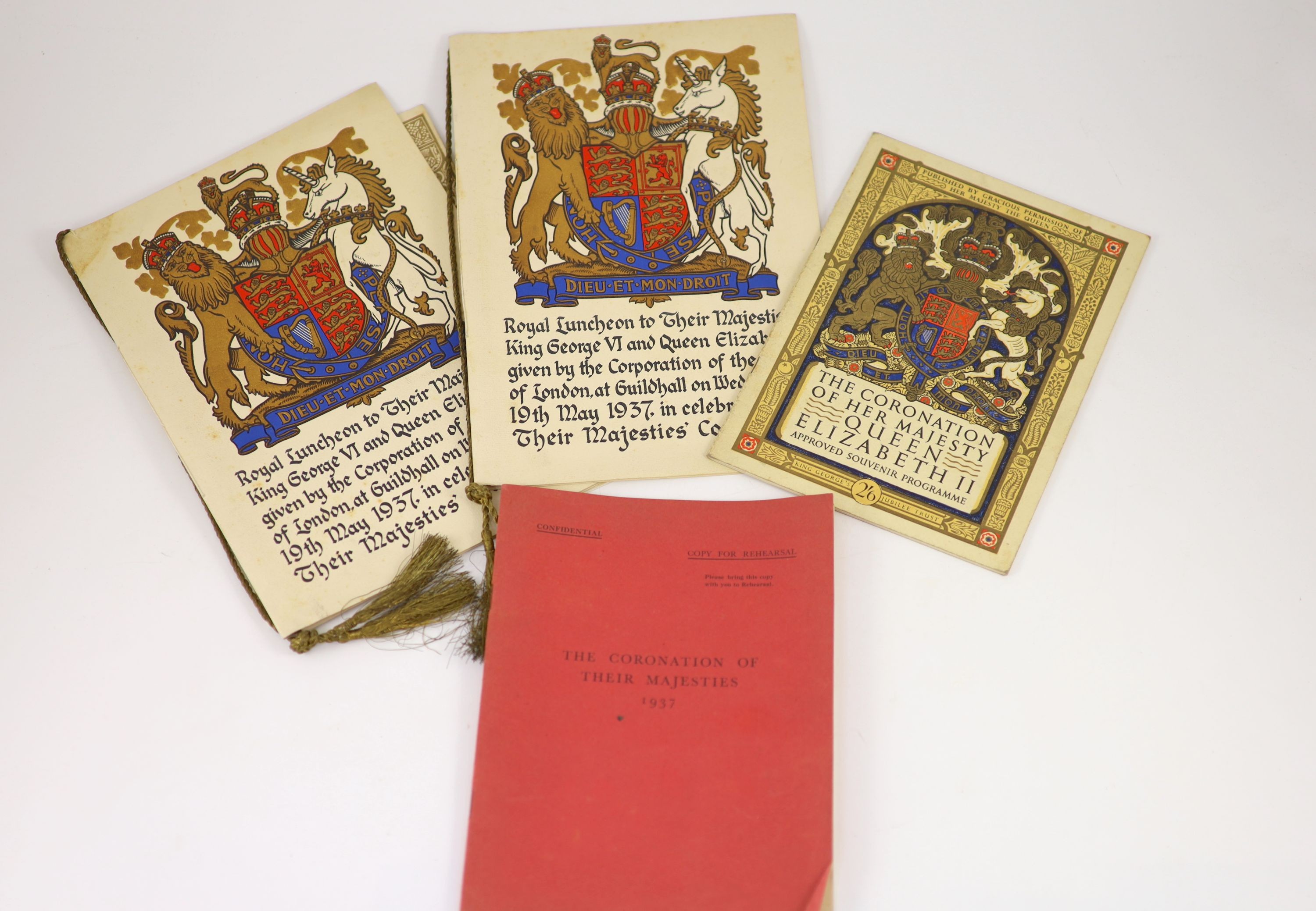 Royal Interest - a signed photograph of George VI, Queen Elizabeth and Princesses Elizabeth and Margaret in formal robes, dated 1937, Frame 32 x 24 cm